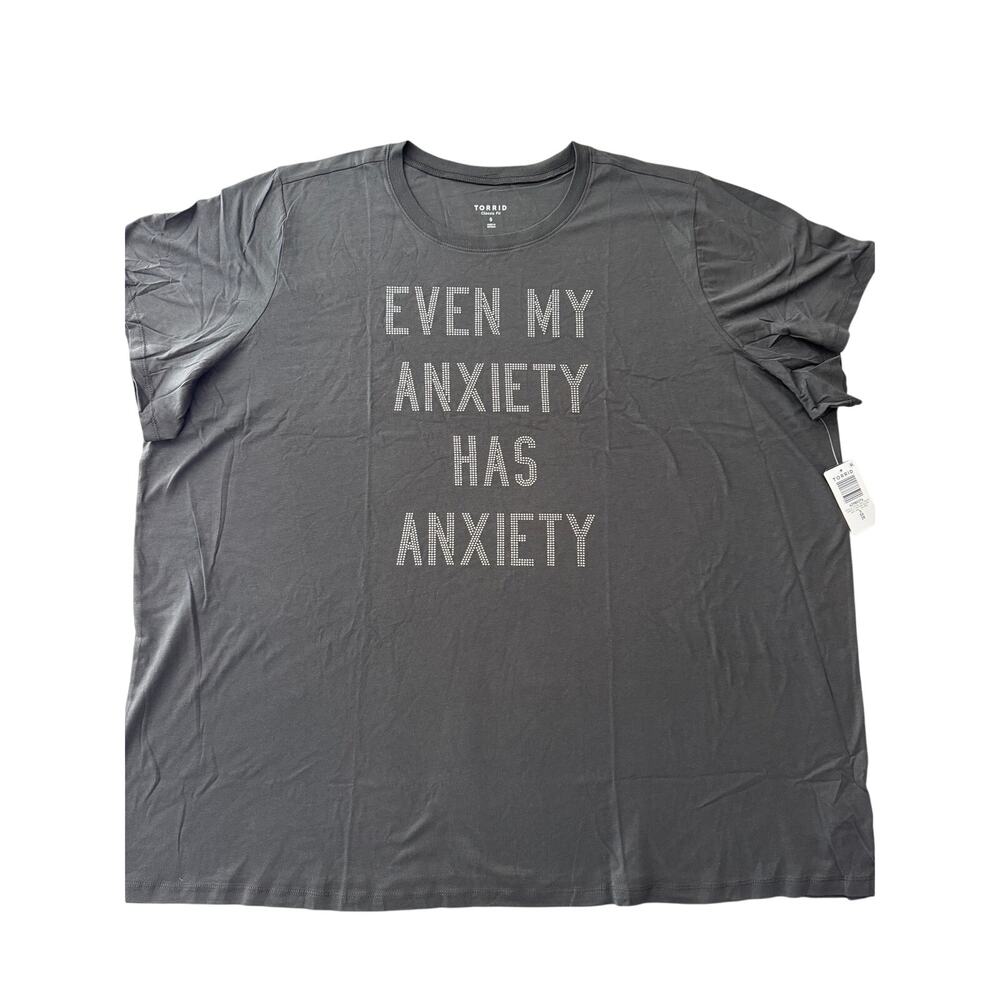 Torrid Women's Anxiety Gray Classic Heritage Crew T-Shirt - Size 5X - NWT